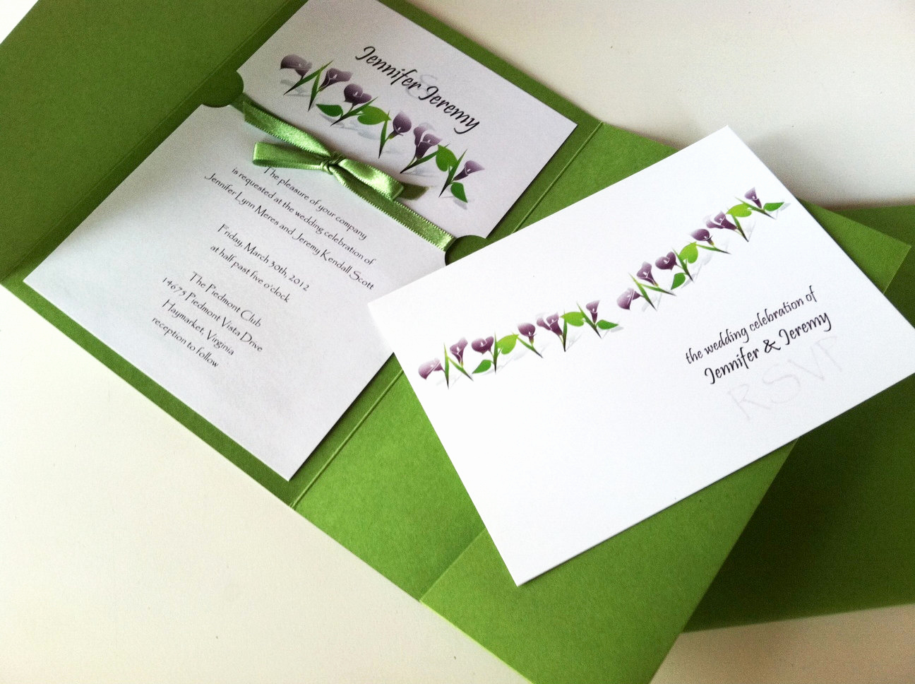 Calla Lily Wedding Invitation Beautiful Wedding Invitation Calla Lilies Pocket Invitation W Postcard