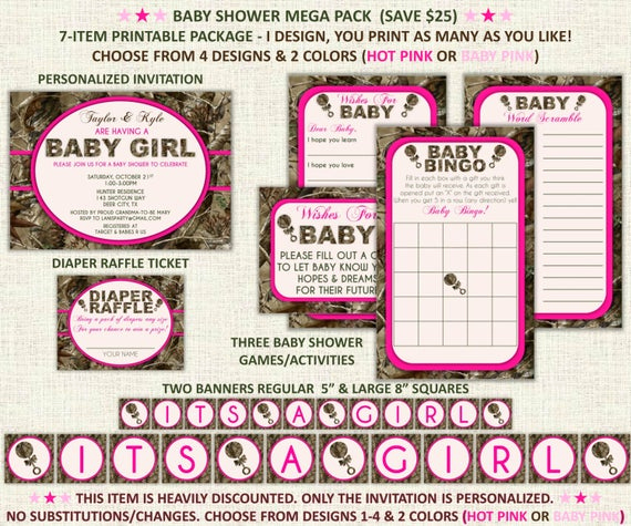 Camo Baby Shower Invitation Beautiful Pink Hunting Camo Baby Girl Shower Invitation Package Mega
