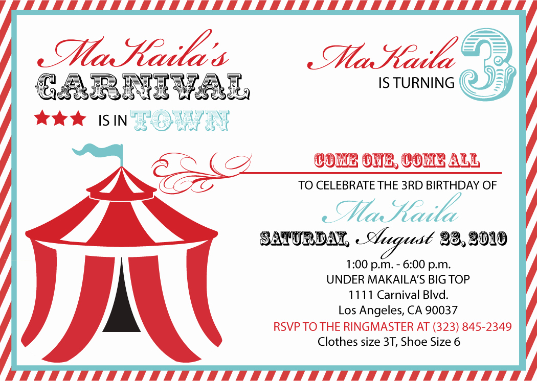 Carnival Invitation Templates Free Best Of 40th Birthday Ideas Carnival Birthday Invitation Template