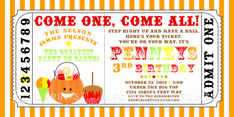 Carnival Ticket Invitation Template Best Of Fall Carnival Printable Ticket Invite Dimple Prints Shop
