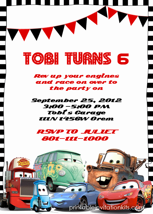 Cars Birthday Invitation Template Awesome Disney Cars Birthday Invitation Free Template