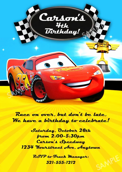 Cars Birthday Invitation Template Fresh Disney Cars Invitation for Birthday Party Printable File