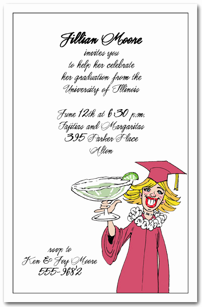 Catchy Graduation Invitation Phrases Luxury Blonde Girl &amp; Margarita Graduation Party Party Invitations