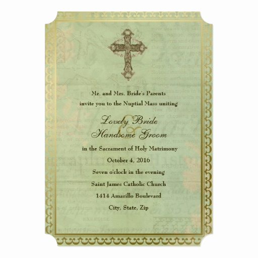 Catholic Wedding Invitation Wording Fresh Vintage Catholic Cross Antique Wedding Invitation
