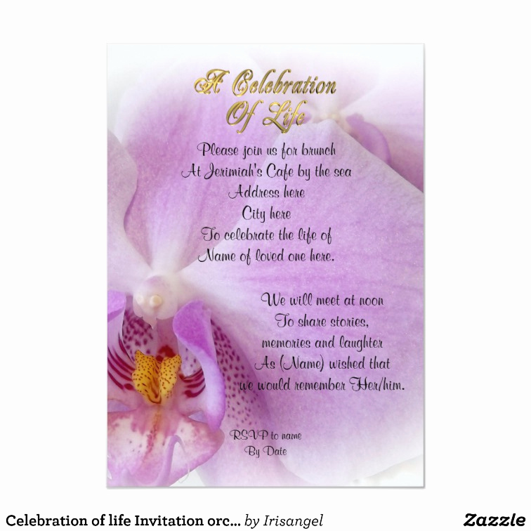 Celebration Of Life Invitation Lovely Celebration Of Life Invitation orchid