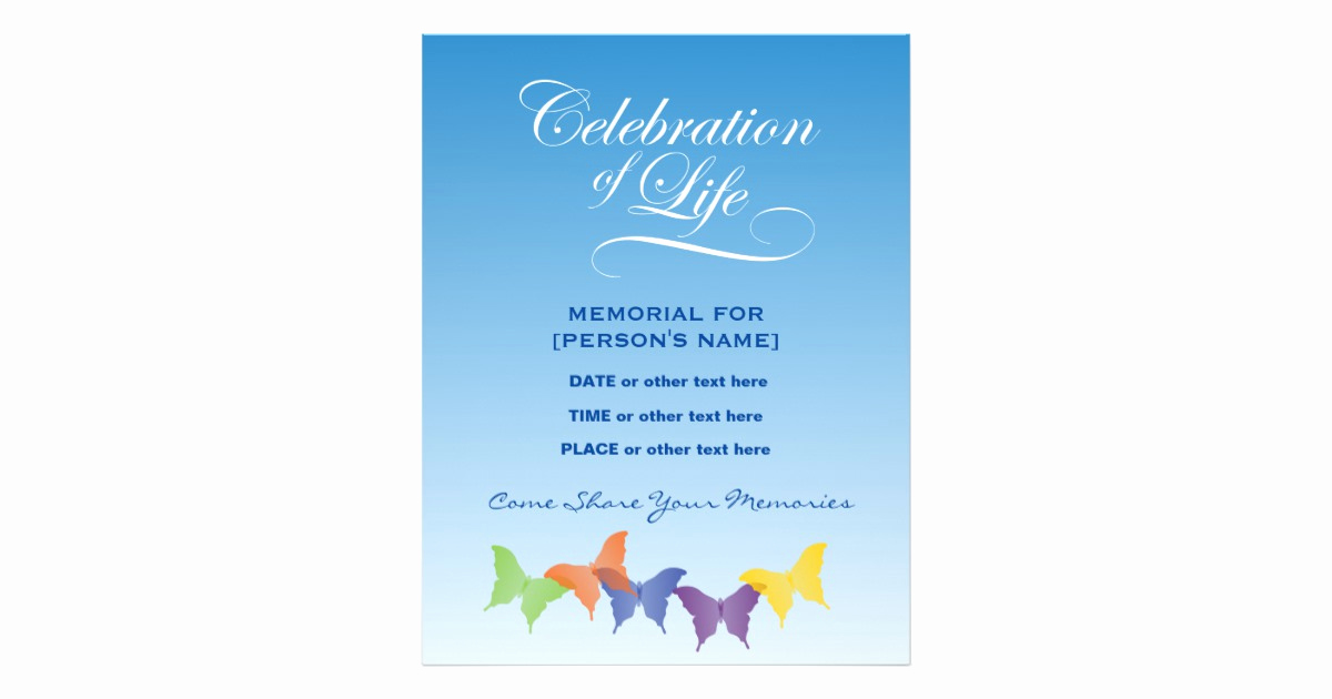 Celebration Of Life Invitation Template Unique Celebration Of Life butterflies Invitation Flyer