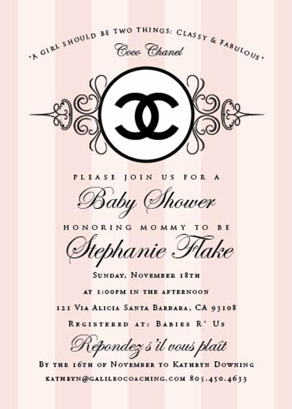Chanel Bridal Shower Invitation Fresh Reserved for Jill Coco Chanel Baby Shower by Rookdesignco