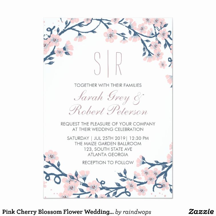 Cherry Blossom Wedding Invitation Awesome Pink Cherry Blossom Flower Wedding Invitation