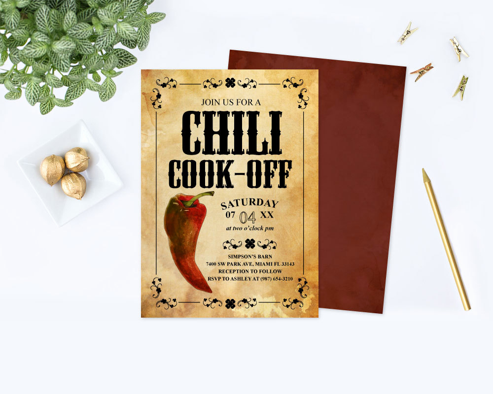 Chili Cook Off Invitation Fresh Chili Cook F Invitation Editable Pdf Invite Peppers Invite