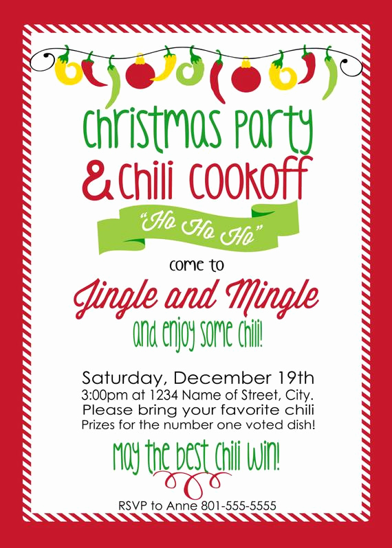 Chili Cook Off Invitation Inspirational Christmas Holiday Party Invitation Chili Cookoff Jingle