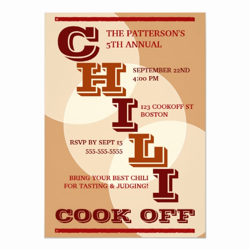 Chili Cook Off Invitation New Big Bold Chili Cook F Party Invitation