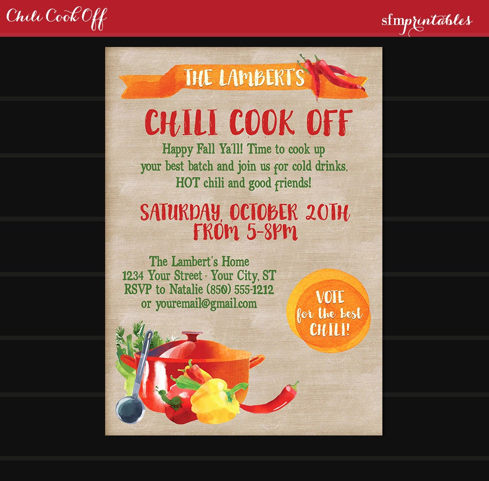 Chili Cook Off Invitation New Chili Cook F Invitation Printable Diy Chili Voting Ballot