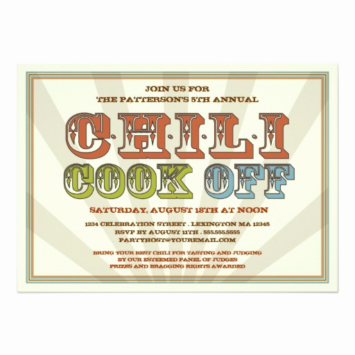 Chili Cook Off Invitation Template Elegant Good Old Fashioned Chili Cook F Party Invitation 5&quot; X 7