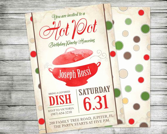 Chili Cook Off Invitation Wording Beautiful Hot Pot Invitation Birthday Party Pot Luck Chili by