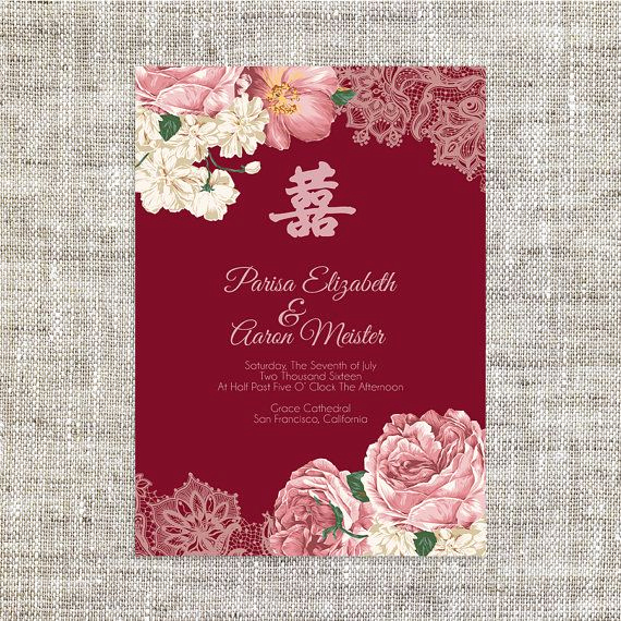Chinese Wedding Invitation Template Elegant Diy Printable Editable Chinese Wedding Invitation Card
