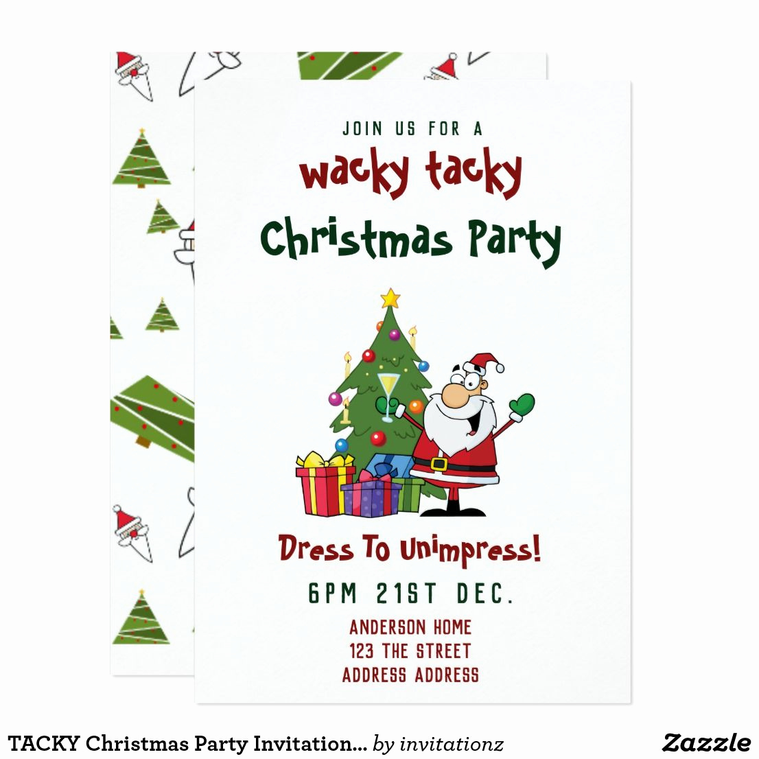 Christmas Eve Party Invitation Awesome Tacky Christmas Party Invitation Funny Santa