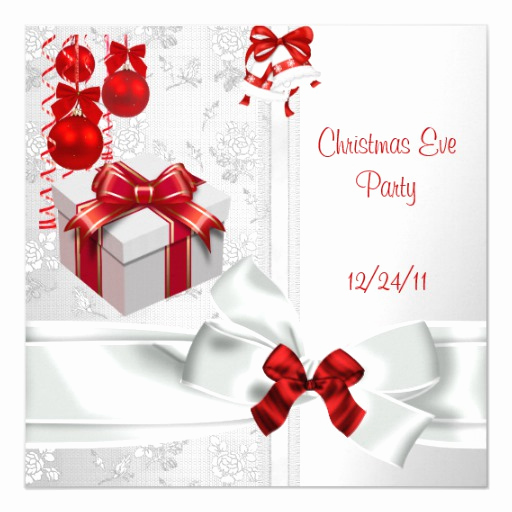 Christmas Eve Party Invitation Unique Christmas Eve Party Elegant Lace White Red Ribbon