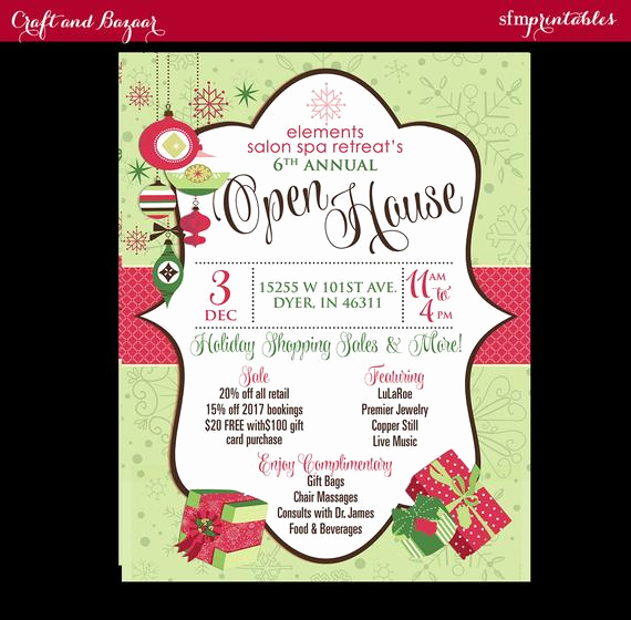 Christmas Open House Invitation Wording Beautiful Open House Retail Salon Store Business Christmas Bazaar