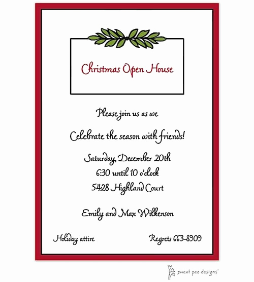 Christmas Open House Invitation Wording New Holiday Christmas Open House Party Invitations
