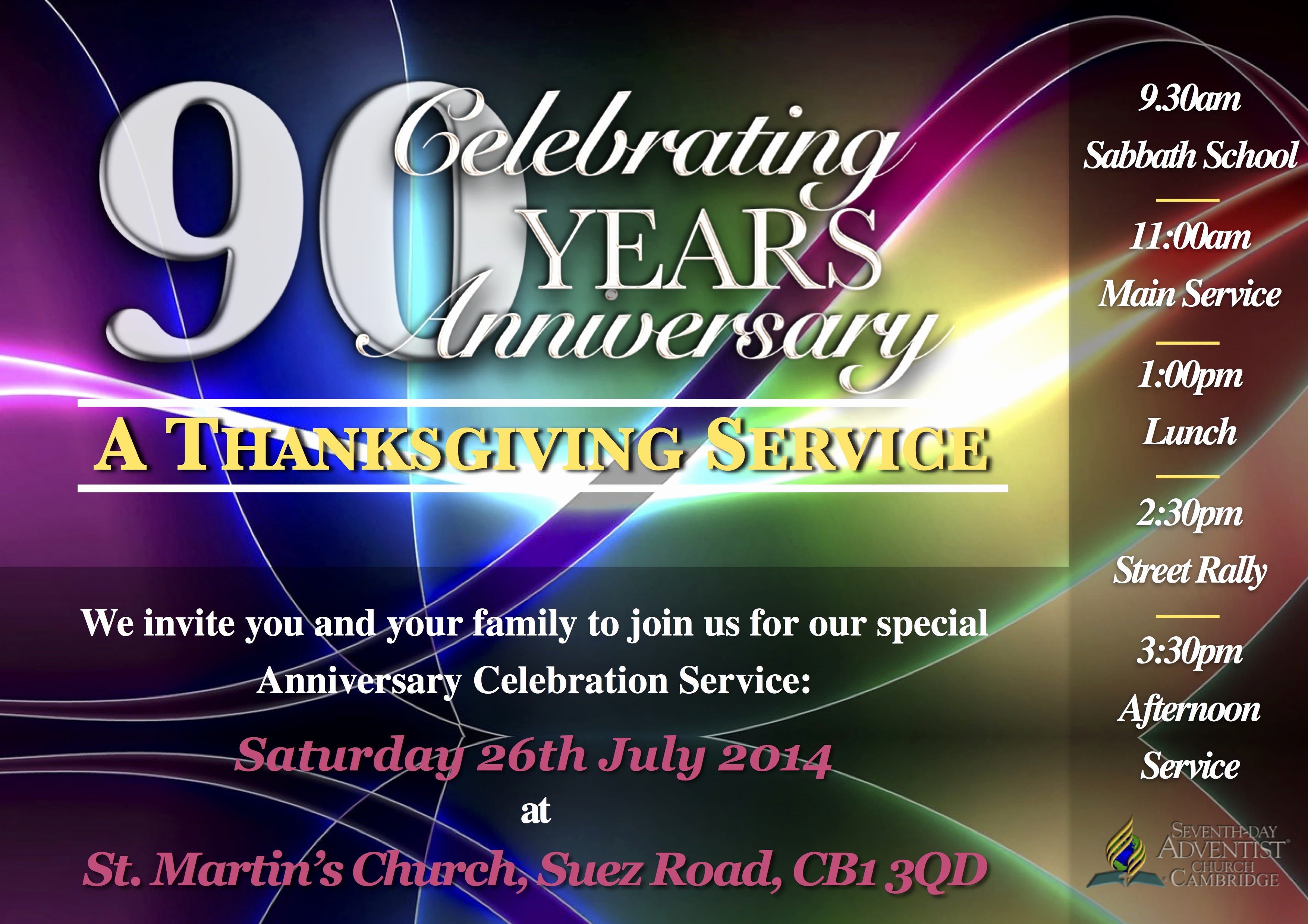 Church Anniversary Invitation Cards Fresh Happy 90th Birthday to Us – Cambridge Hub