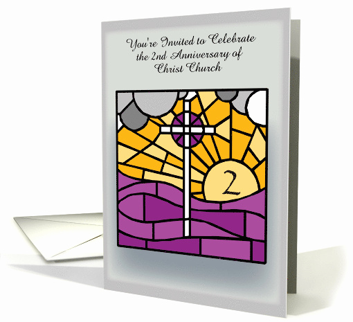 Church Anniversary Invitation Cards Inspirational Church 2nd Anniversary Invitation Cross On Stained Glass Card