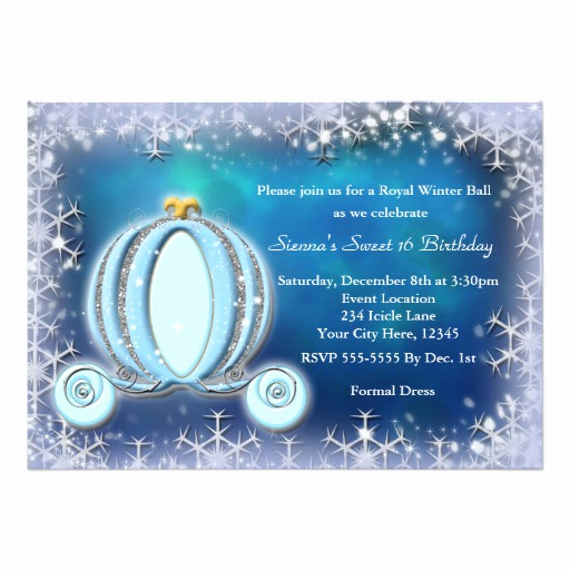 Cinderella Invitation to the Ball Fresh Winter Ball Cinderella Carriage Royal Invitation 5&quot; X 7