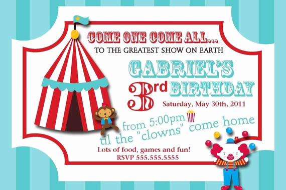 Circus Ticket Invitation Template Free Best Of Carnival Circus Ticket Birthday Invitation