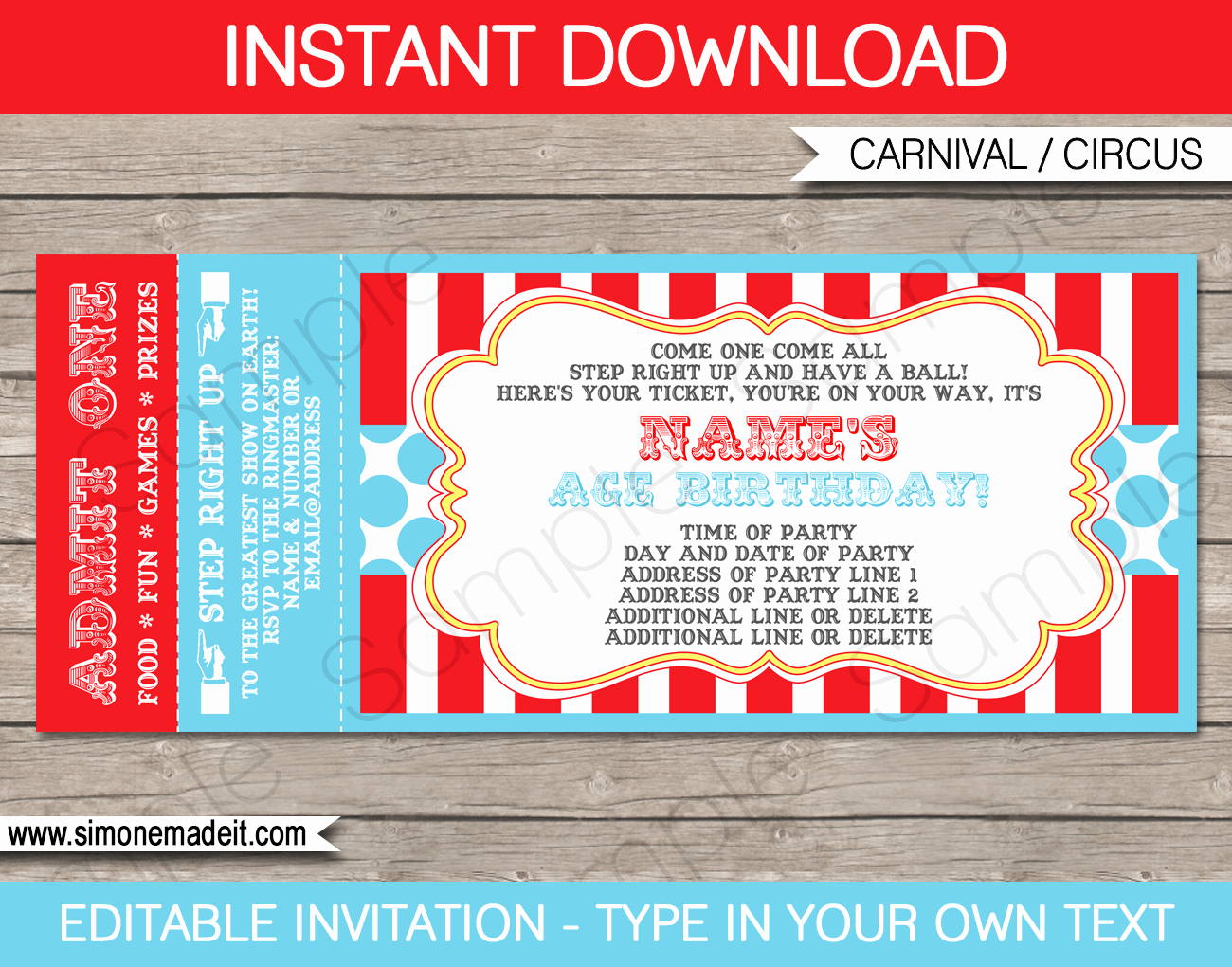 Circus Ticket Invitation Template Free Best Of Circus Ticket Invitation Template