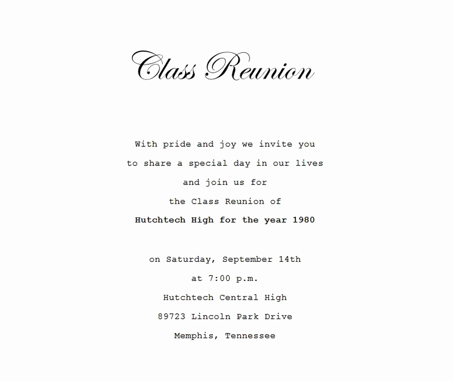 Class Reunion Invitation Templates Free Beautiful Class Reunion Invitation 4 Wording