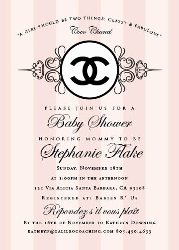 Coco Chanel Invitation Templates Elegant Reserved for Jill Coco Chanel Baby Shower Invitation