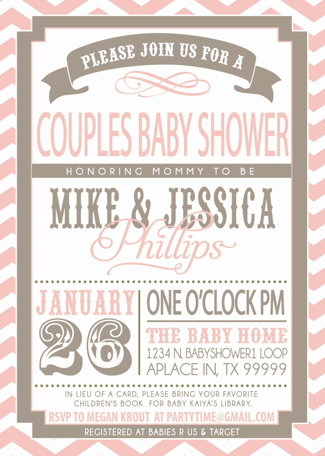 Coed Baby Shower Invitation Ideas Lovely Couples Baby Shower Invitation Pink and Grey $18 00
