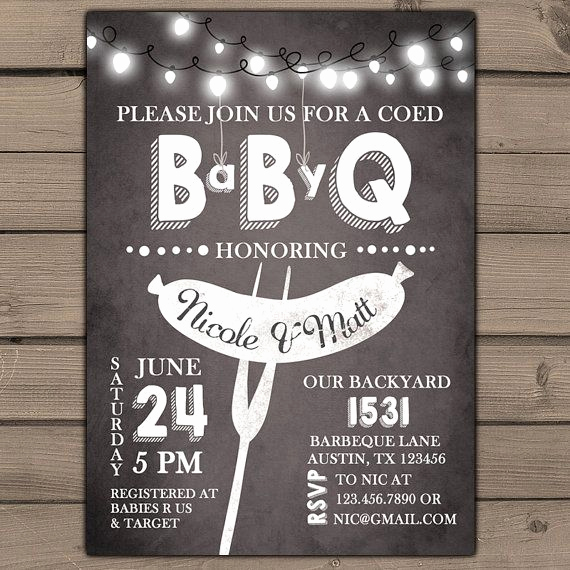 Coed Shower Invitation Wording Lovely Baby Q Invitation Coed Baby Shower Invite Bbq Invitation