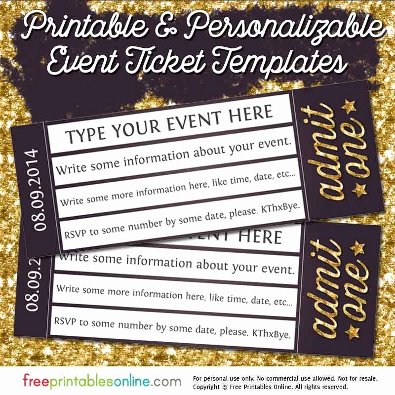 Concert Ticket Invitation Template Best Of Admit E Gold event Ticket Template Free Printables
