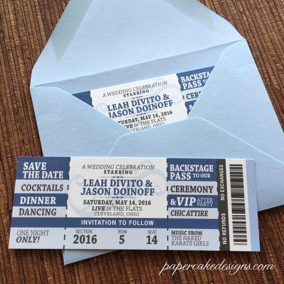 Concert Ticket Invitation Templates Inspirational Concert Ticket Wedding Save the Date by Papercakedesigns