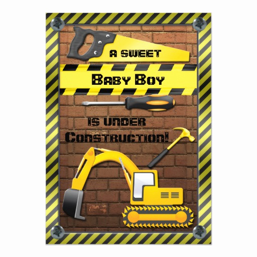 Construction Baby Shower Invitation Templates Beautiful Under Construction Baby Boy Shower 5&quot; X 7&quot; Invitation Card