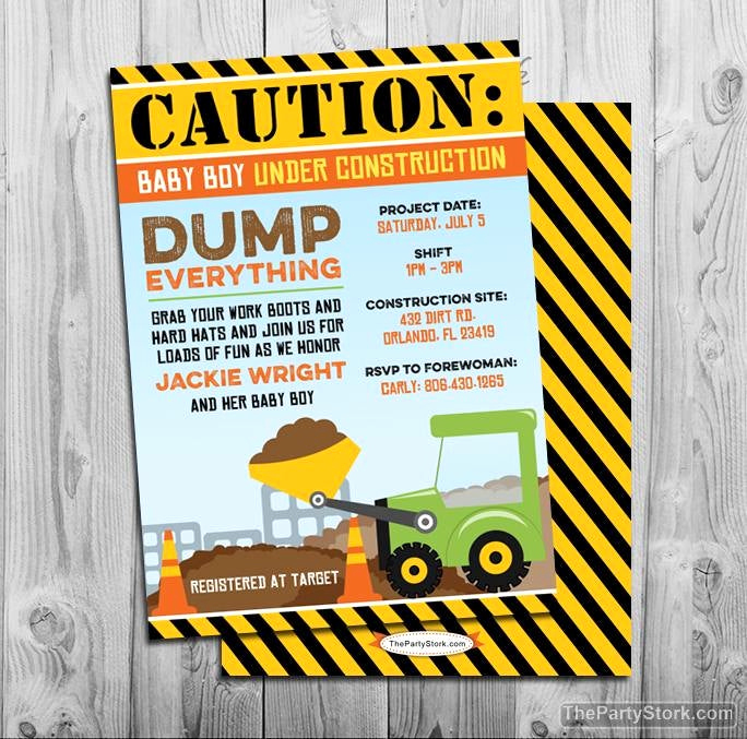Construction Baby Shower Invitation Templates Inspirational Construction Baby Shower Invitation Baby Under