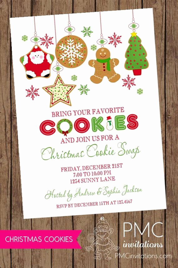 Cookie Exchange Invitation Wording Best Of Christmas Cookie Exchange Swap Holiday Invitation 1 00
