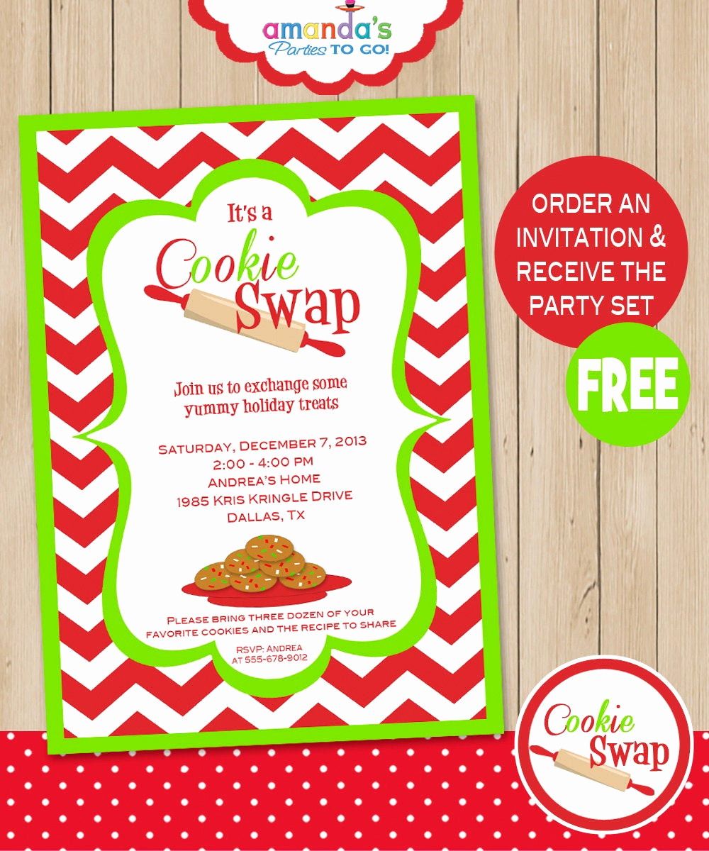 Cookie Exchange Invitation Wording Elegant Cookie Swap Party Invitation Includes Free Instant