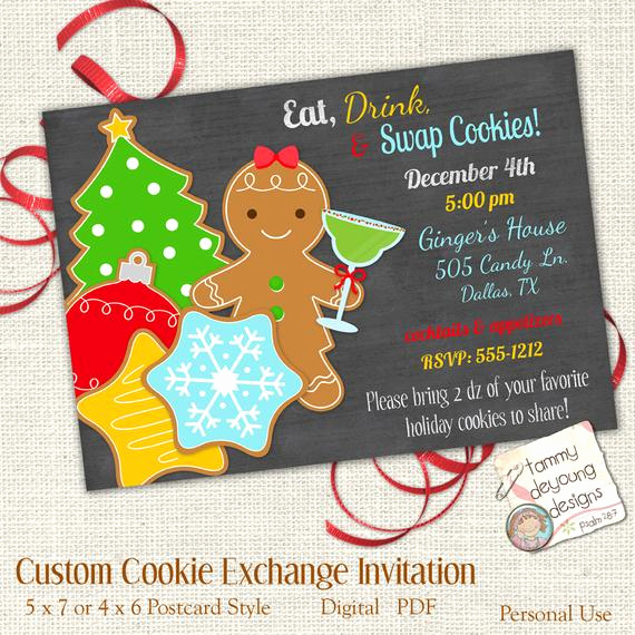 Cookie Exchange Invitation Wording Lovely Christmas Cookie Exchange Invitation Customized Cookie Swap