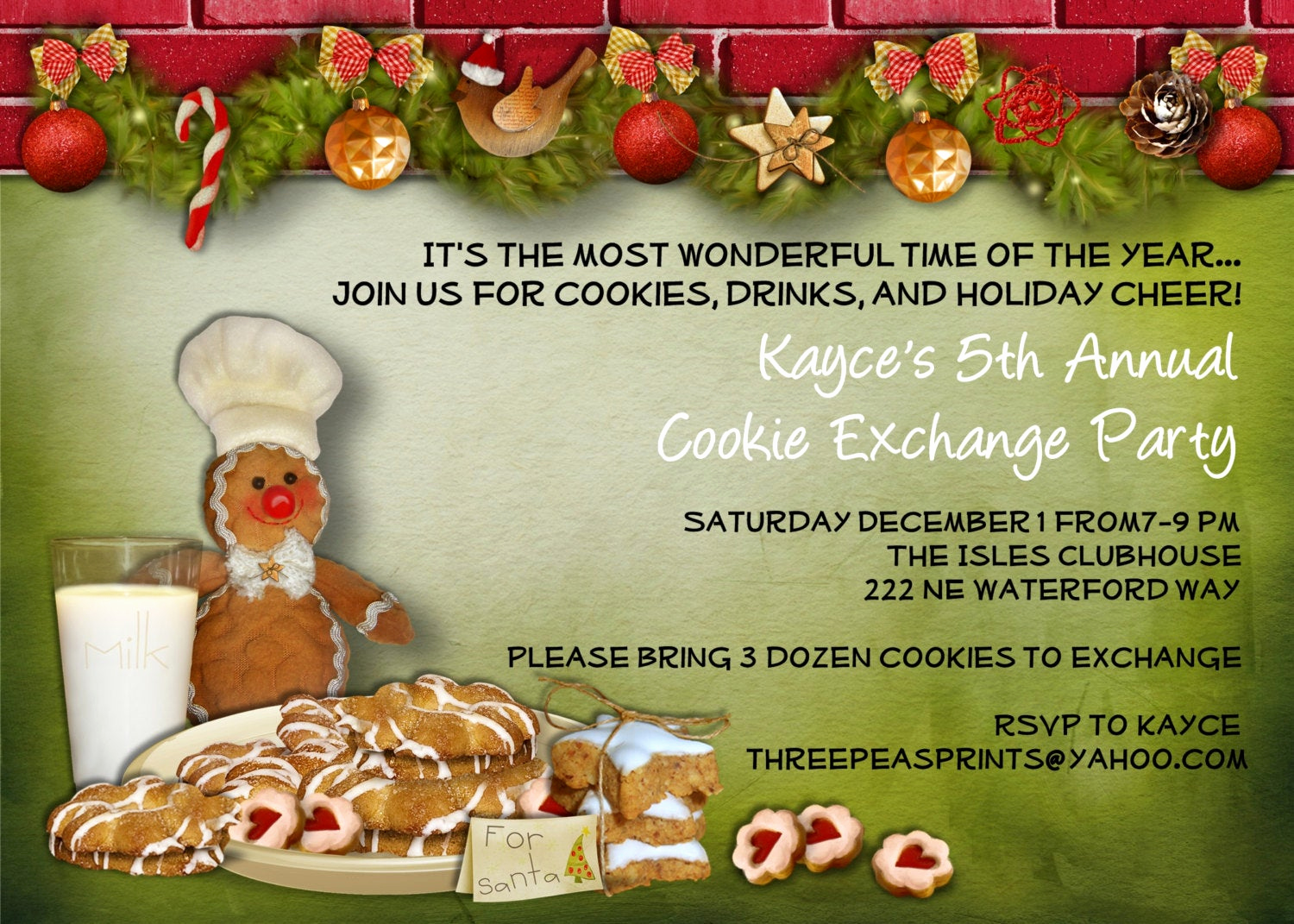 Cookie Exchange Invitation Wording New Christmas Cookie Exchange Swap Party Invitation by 3peasprints