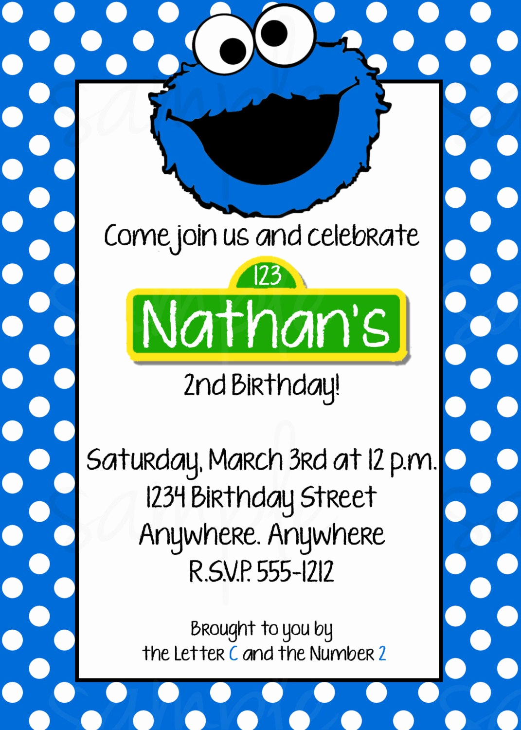 Cookie Monster Invitation Template Awesome Cookie Monster Birthday Invitation