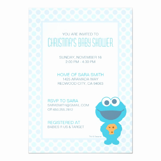 Cookie Monster Invitation Template Beautiful Cookie Monster Baby Shower Invite