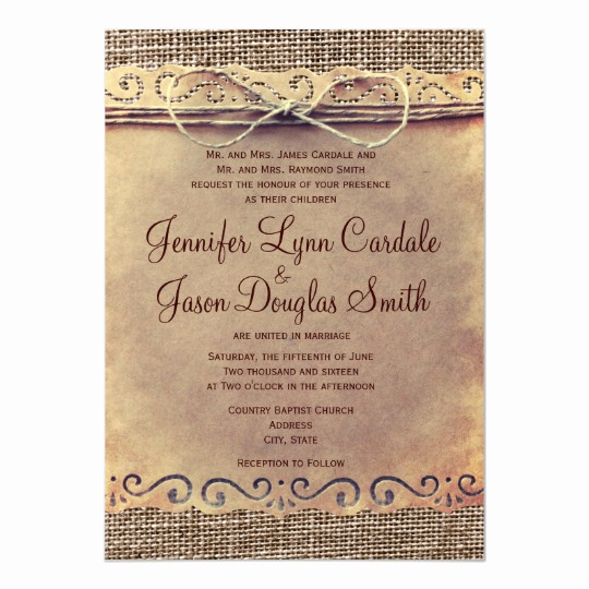 Country Wedding Invitation Wording Elegant Rustic Country Vintage Burlap Wedding Invitations