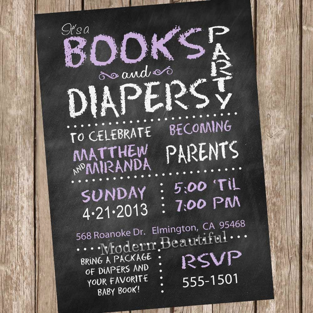 Couple Baby Shower Invitation Elegant Chalkboard Couples Book Diaper Baby Shower Invitation