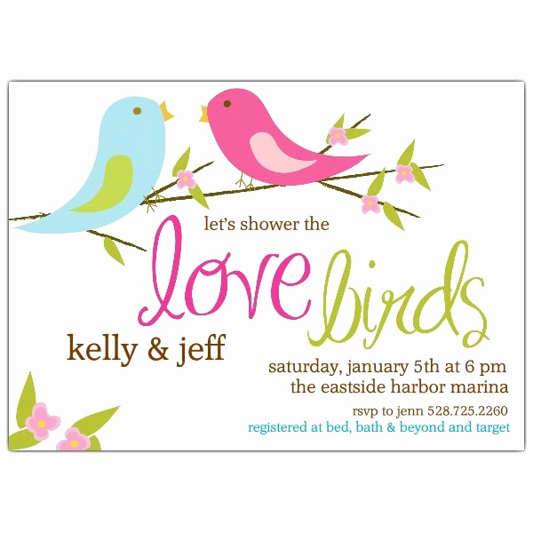 Couple Shower Invitation Wording Elegant Love Birds Bridal Shower Invitations