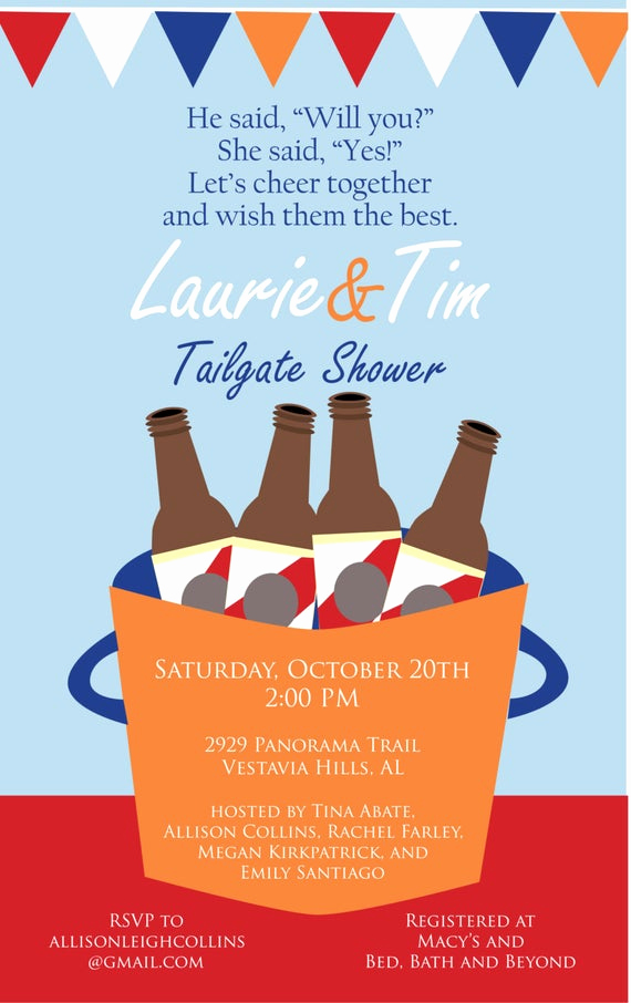 Couples Shower Invitation Wording Awesome Items Similar to Tailgate Couples Shower Invitation On Etsy