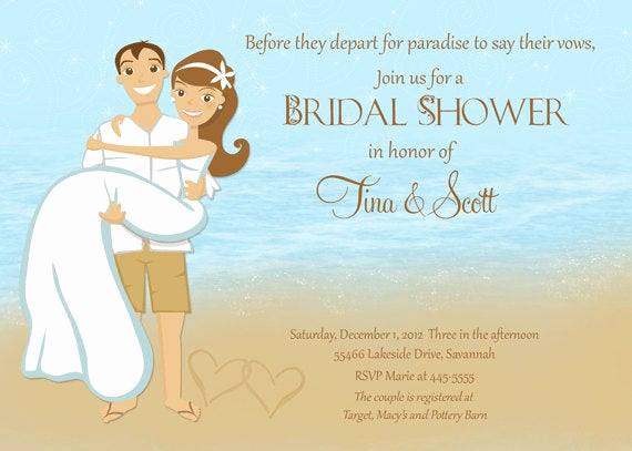 Couples Shower Invitation Wording Elegant Beach Couple Shower Bridal Shower Invitation Printable