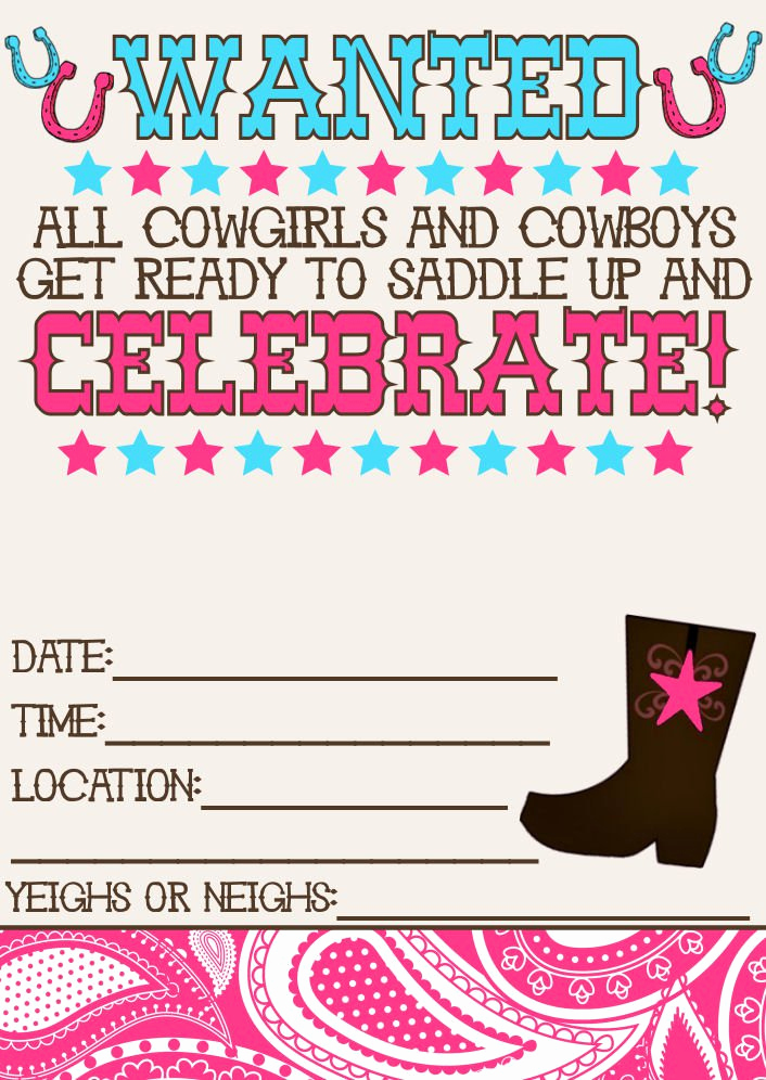 Cowgirl Invitation Template Free Elegant Free Printable Western Birthday Invitations