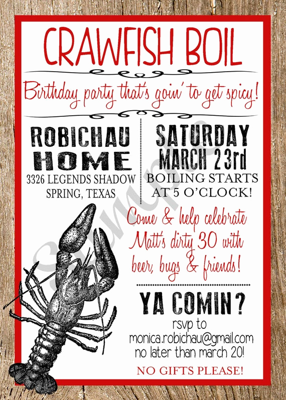 Crawfish Boil Invitation Wording Fresh Crawfish Boil Custom Digital Invitation by Markedbymonica