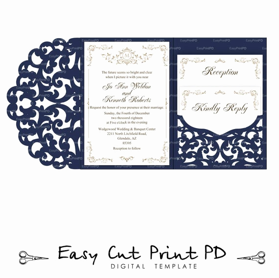 Cricut Wedding Invitation Templates Lovely Set Of Tri Fold Pocket Envelope 5x7 Wedding Invitation Svg Dxf